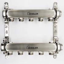 Коллектор для отопления TIM - ZEISSLER на 5 выходов без клапанов из нержавеющей стали 1" - 3/4" евроконус
